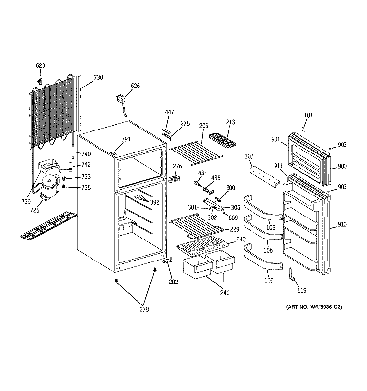 REFRIGERATOR PARTS Diagram and Parts List for GFR12AAMARWW  General Electric Refrigerator