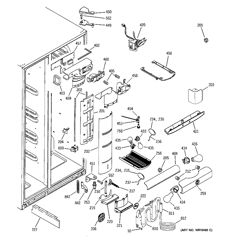 FRESH FOOD SECTION Diagram and Parts List for FIG21IEMFFBS  General Electric Refrigerator