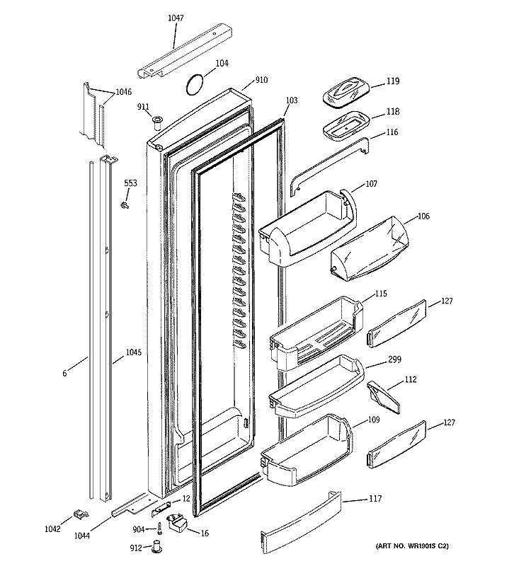 FRESH FOOD DOOR Diagram and Parts List for GIG21IEMFFWW  General Electric Refrigerator