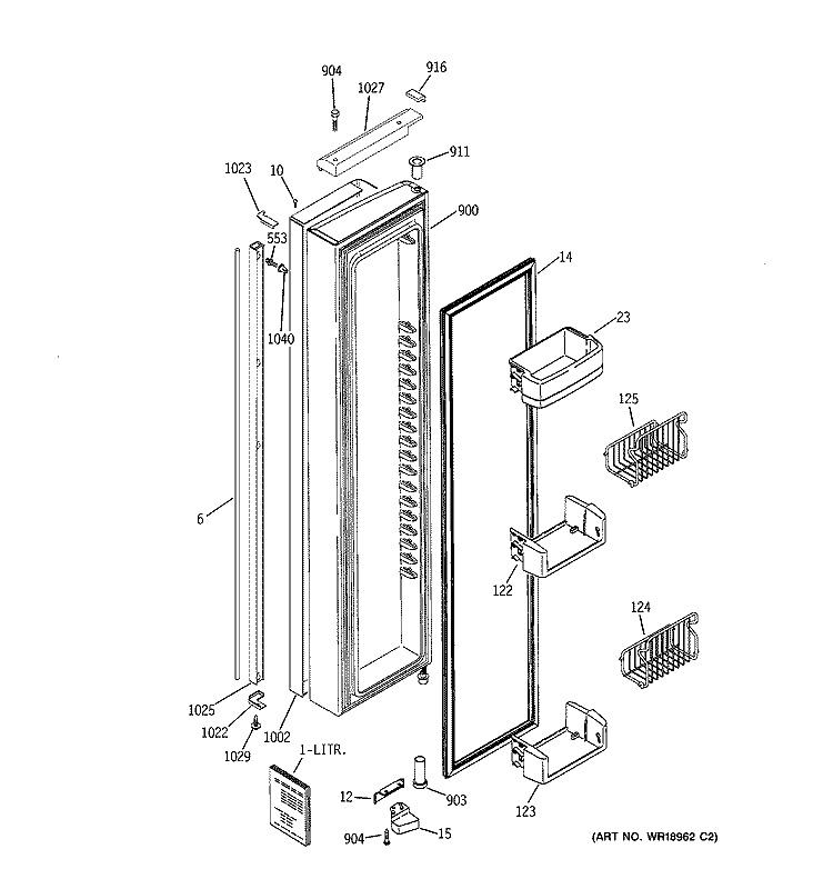 FREEZER DOOR Diagram and Parts List for PSI23SCNAFBS  General Electric Refrigerator