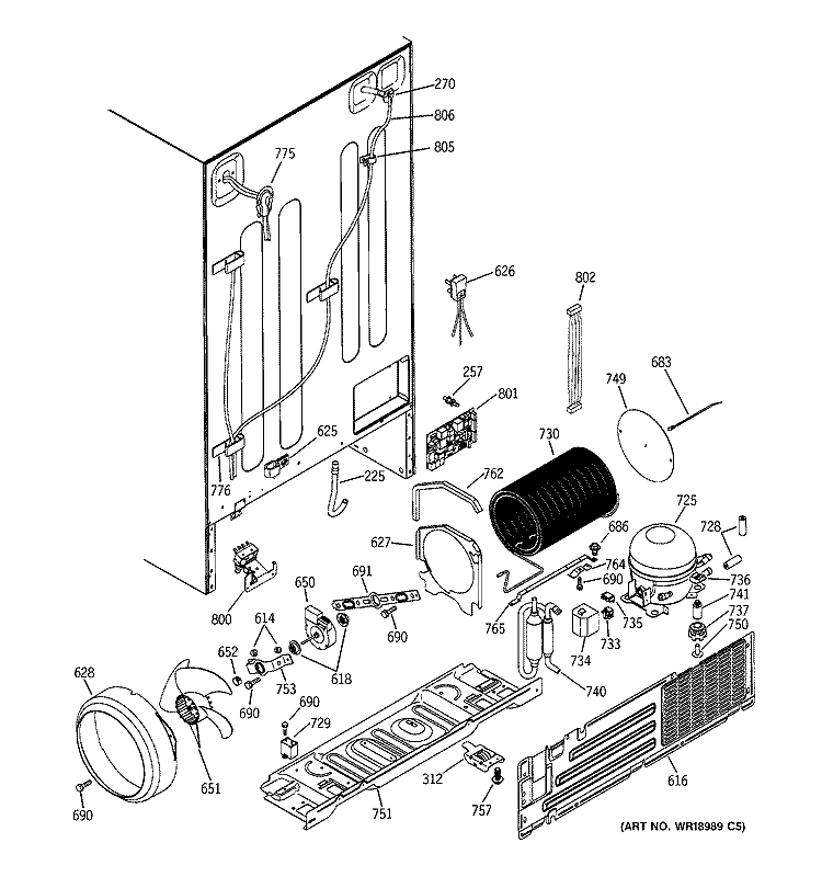 SEALED SYSTEM & MOTHER BOARD Diagram and Parts List for PSI23NGNACC  General Electric Refrigerator
