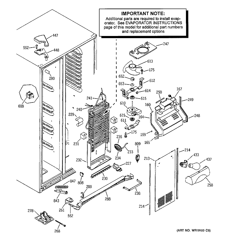 FREEZER SECTION Diagram and Parts List for GSS25LGMFCC  General Electric Refrigerator