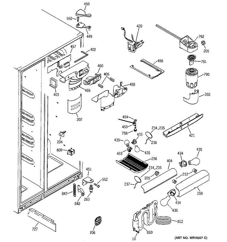 FRESH FOOD SECTION Diagram and Parts List for GSS25LGMFCC  General Electric Refrigerator