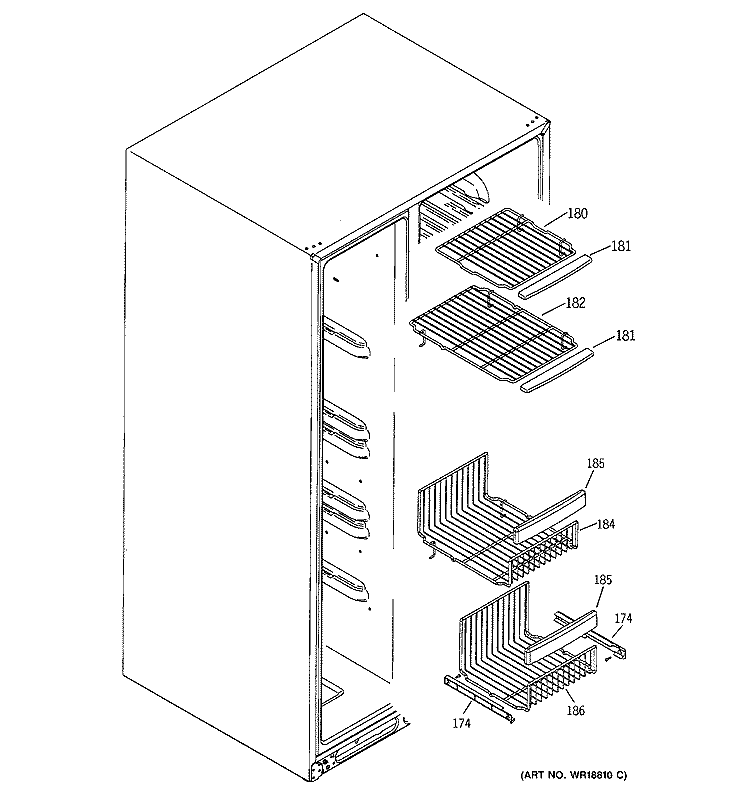 FREEZER SHELVES Diagram and Parts List for GSS27RGMFWW  General Electric Refrigerator