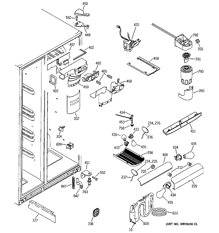 FRESH FOOD SECTION Diagram and Parts List for GSS27RGMFWW  General Electric Refrigerator