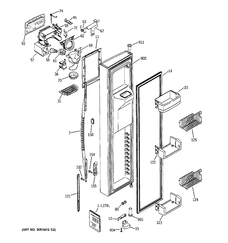 FREEZER DOOR Diagram and Parts List for PSS27MGNACC  General Electric Refrigerator