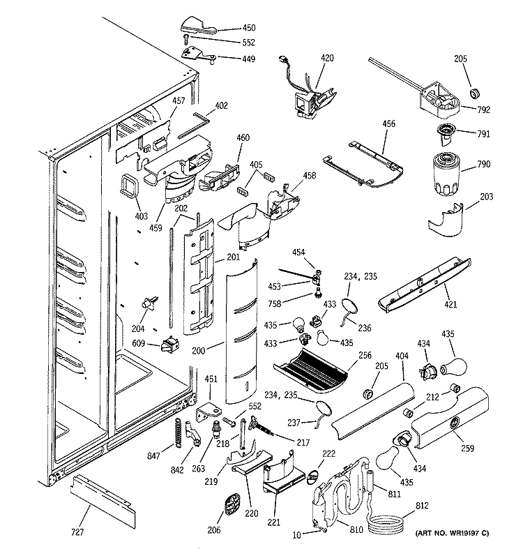 FRESH FOOD SECTION Diagram and Parts List for PSW26SGNABS  General Electric Refrigerator