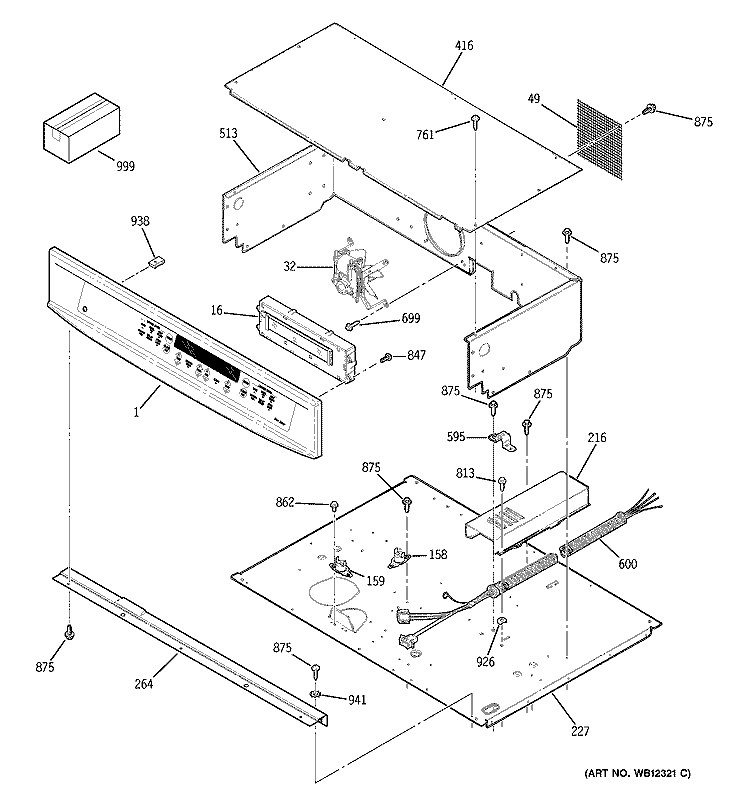 CONTROL PANEL & COOKTOP Diagram and Parts List for JTP45CD1CC  General Electric Wall Oven