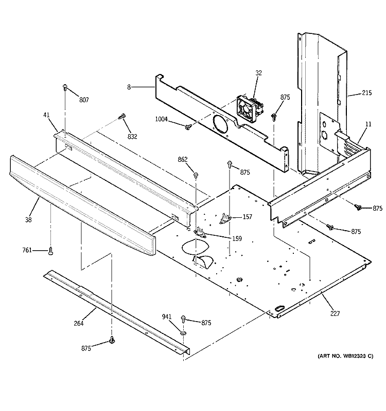 CENTER SPACER Diagram and Parts List for JTP45CD1CC  General Electric Wall Oven