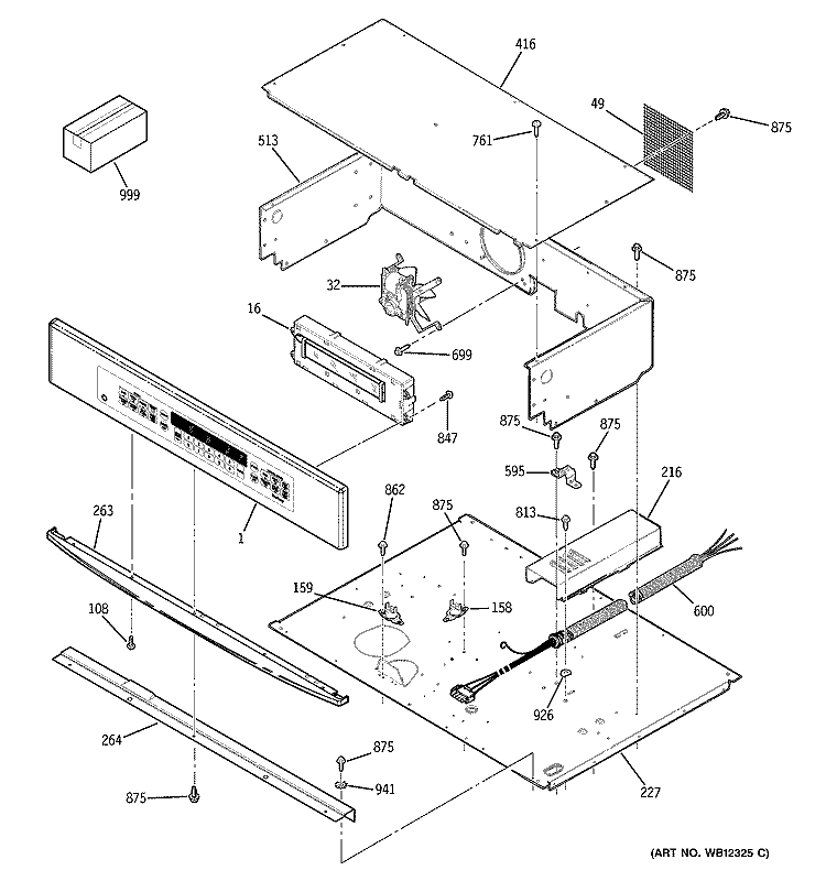 CONTROL PANEL & COOKTOP Diagram and Parts List for JTP45SD1SS  General Electric Wall Oven