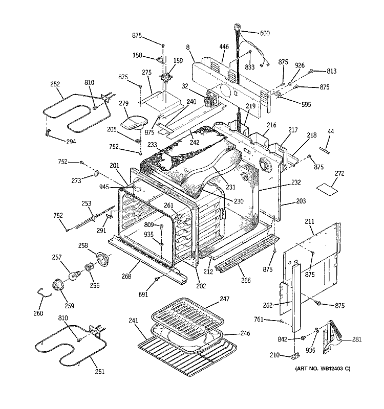 BODY PARTS Diagram and Parts List for JMP28BC1WH  General Electric Range