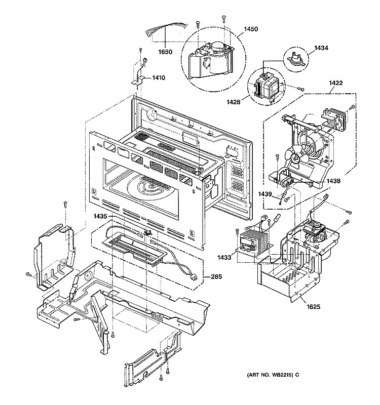 INTERIOR PARTS 1 Diagram and Parts List for SCBC2000CBB001  General Electric Microwave Oven Combo