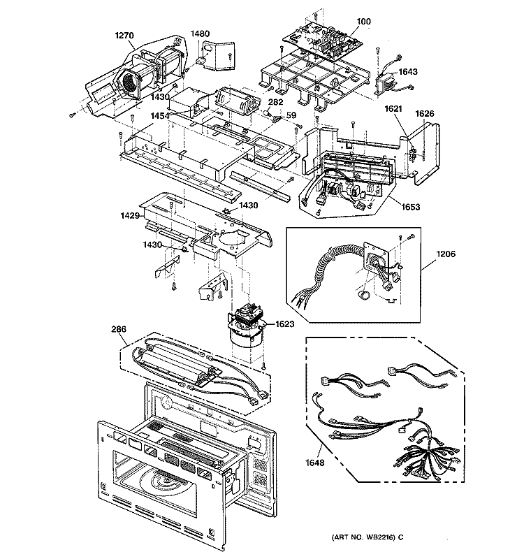 INTERIOR PARTS 2 Diagram and Parts List for SCBC2000CBB001  General Electric Microwave Oven Combo
