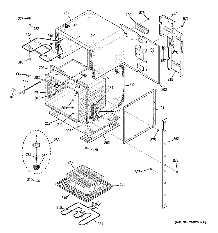 UPPER BODY Diagram and Parts List for JKP28BF1BB  General Electric Range