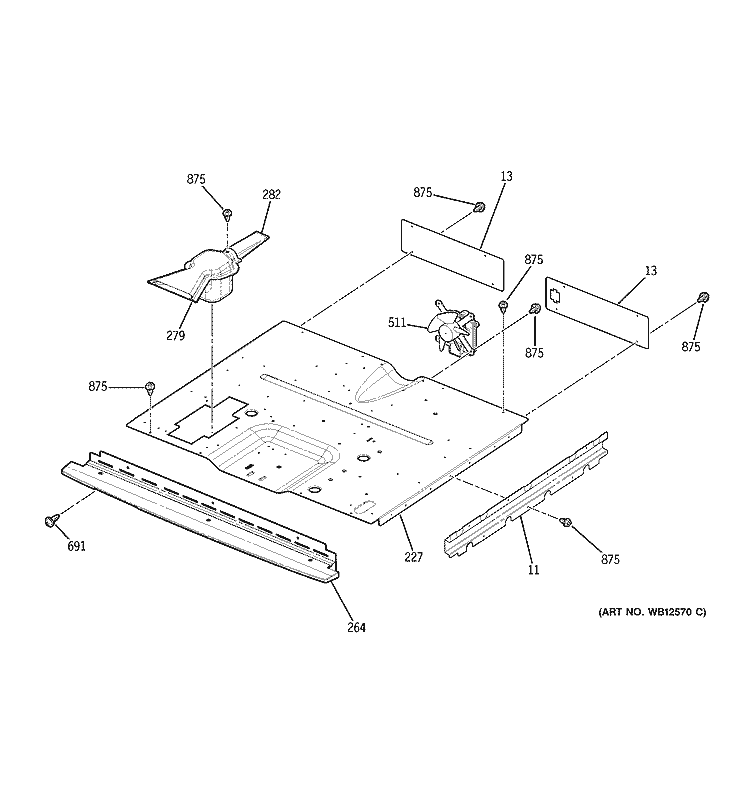 CENTER SPACER Diagram and Parts List for JKP28BF1BB  General Electric Range