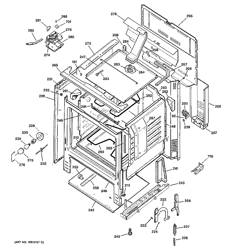 BODY PARTS Diagram and Parts List for JBP61BD5WH  General Electric Range