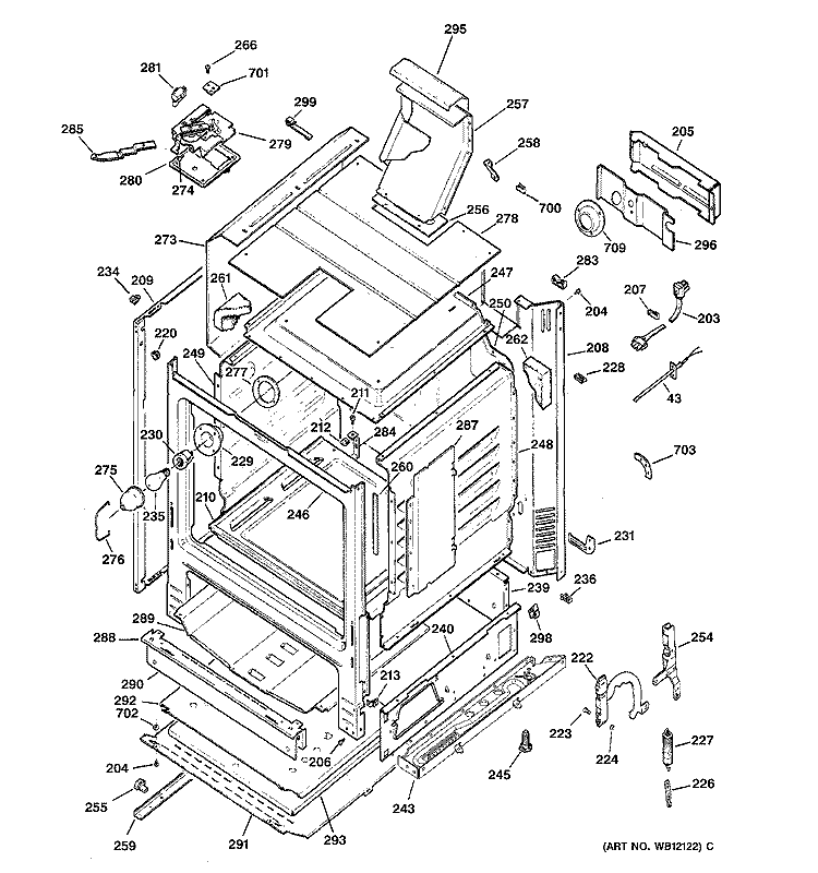 BODY PARTS Diagram and Parts List for JGBP32SEF2SS  General Electric Range