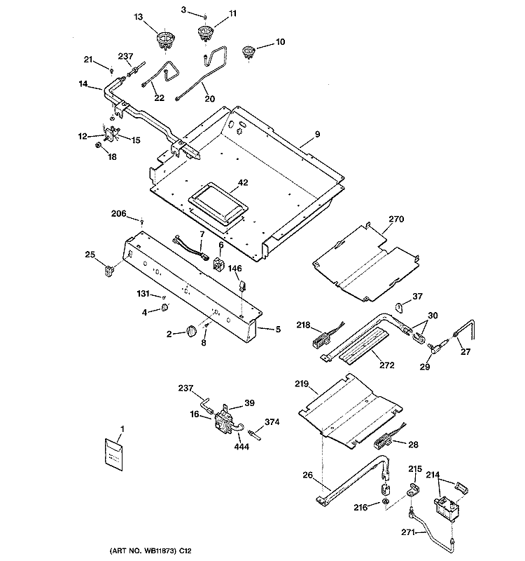 GAS & BURNER PARTS Diagram and Parts List for JGBP79CEB6CC  General Electric Range