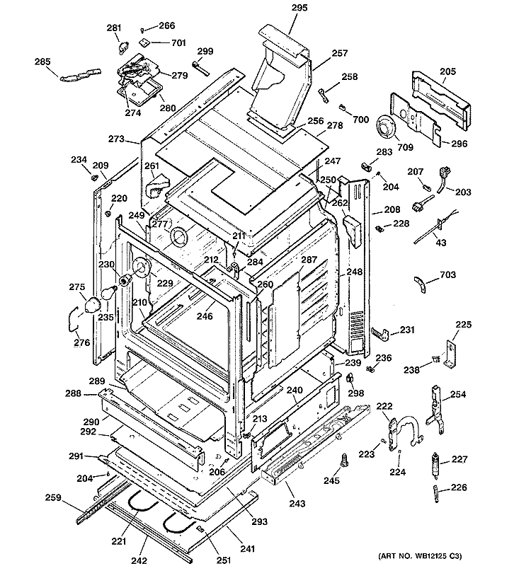 BODY PARTS Diagram and Parts List for JGBP79CEB6CC  General Electric Range