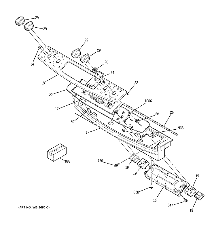 CONTROL PANEL Diagram and Parts List for JSP57CF1CC  General Electric Range