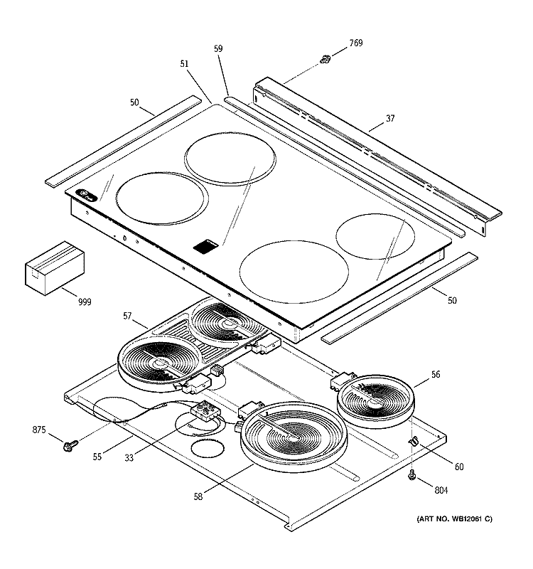 COOKTOP Diagram and Parts List for JSP57CF1CC  General Electric Range