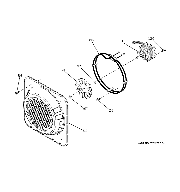 CONVECTION FAN Diagram and Parts List for JSP57CF1CC  General Electric Range
