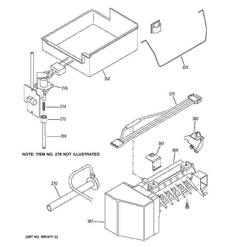 ICE MAKER Diagram and Parts List for PDS22SBNBS  General Electric Refrigerator
