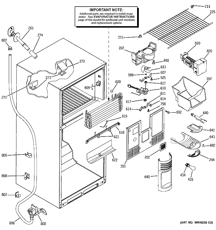 FREEZER SECTION Diagram and Parts List for GTS18KCMDRBB  General Electric Refrigerator