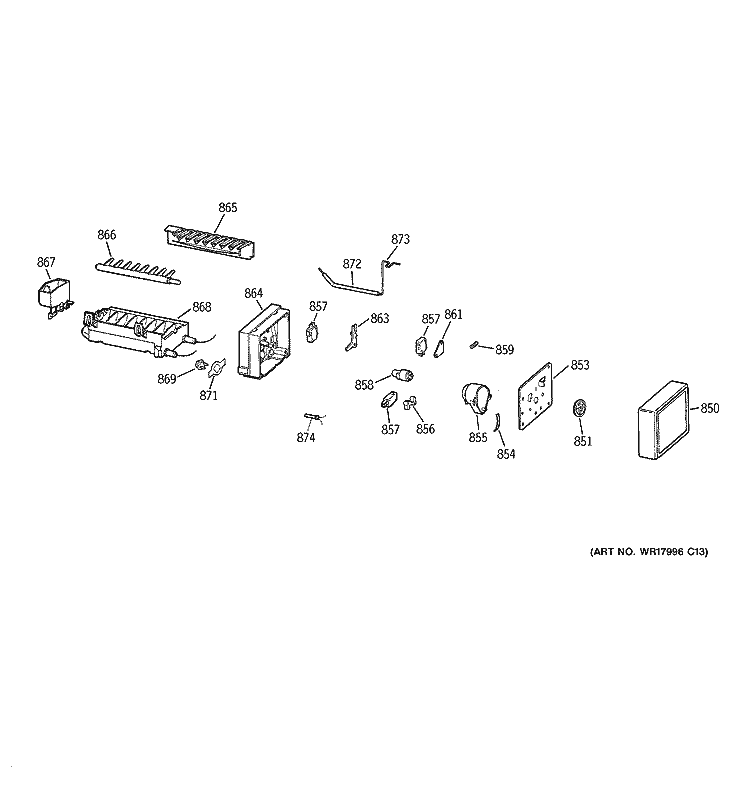 ICE MAKER Diagram and Parts List for GTS18XCMFRCC  General Electric Refrigerator