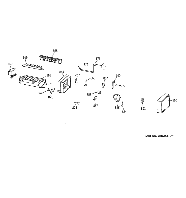 ICE MAKER Diagram and Parts List for GTS15BCMFLAA  General Electric Refrigerator