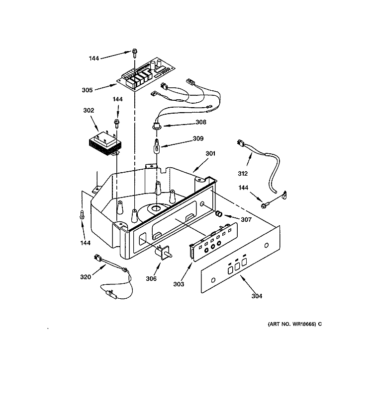 CONTROL PANEL PARTS Diagram and Parts List for ZDI15CFWW  General Electric Ice Maker