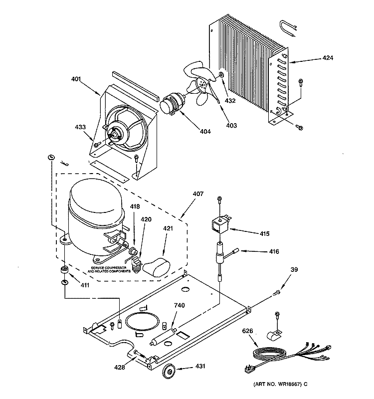 UNIT PARTS Diagram and Parts List for ZDI15CFWW  General Electric Ice Maker