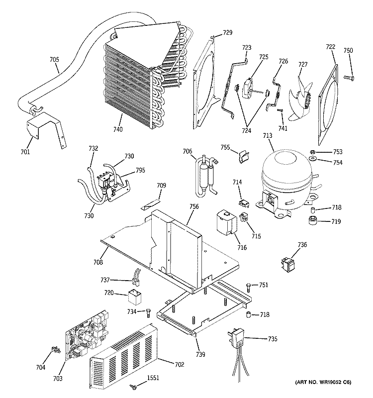 SEALED SYSTEM & MOTHER BOARD Diagram and Parts List for ZISB360DMA  General Electric Refrigerator
