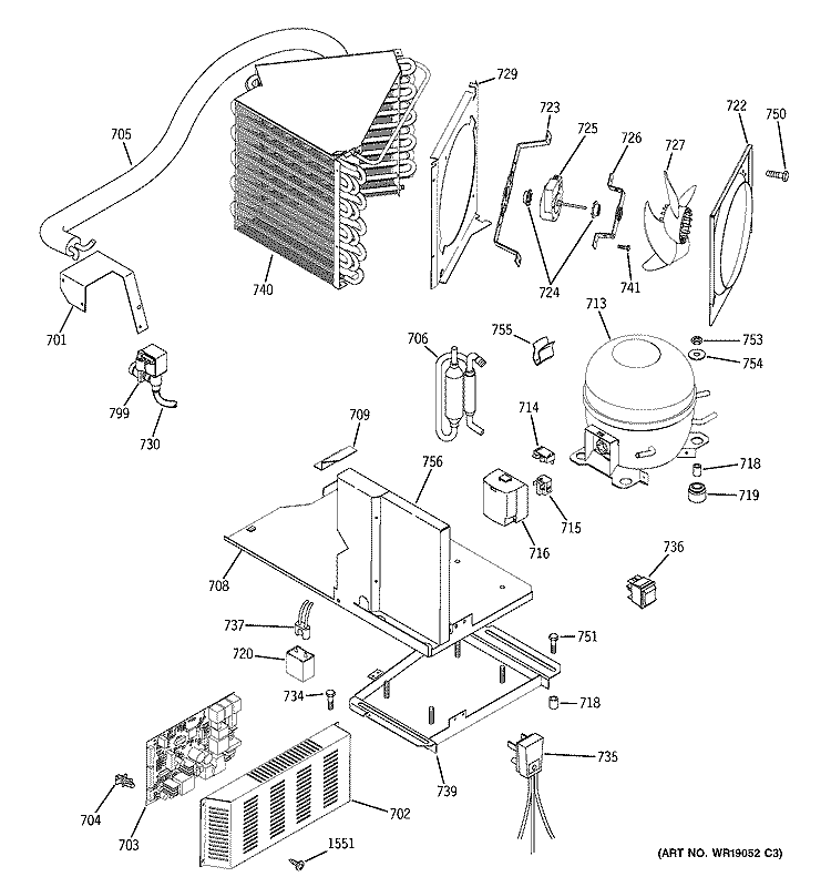 SEALED SYSTEM & MOTHER BOARD Diagram and Parts List for ZISS360NMA  General Electric Refrigerator