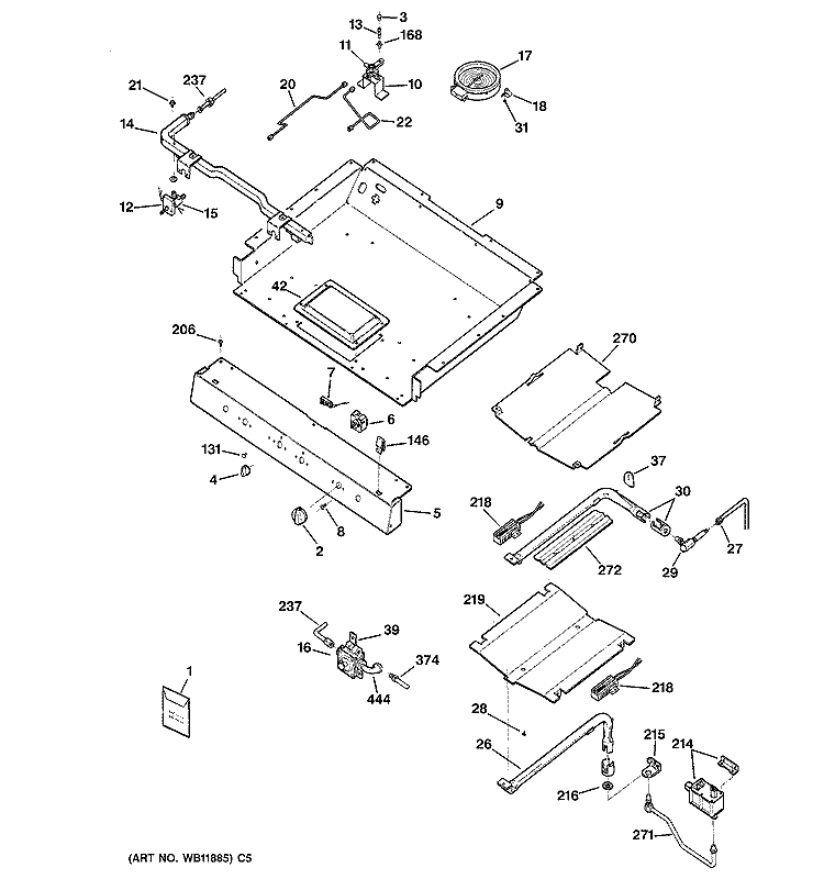 GAS & BURNER PARTS Diagram and Parts List for JGB920KEC3CC  General Electric Range