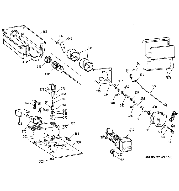 ICE MAKER & DISPENSER Diagram and Parts List for ZISB48DRB  General Electric Refrigerator