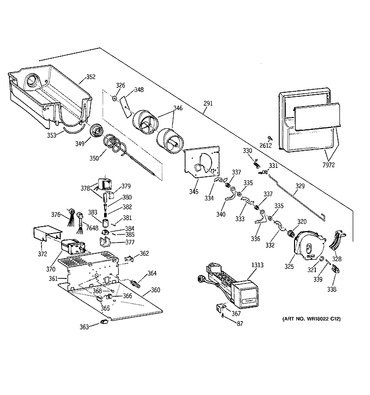 ICE MAKER & DISPENSER Diagram and Parts List for ZISB48DSC  General Electric Refrigerator