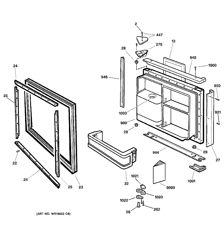 FREEZER DOOR Diagram and Parts List for TNX22BRCARBB  General Electric Refrigerator