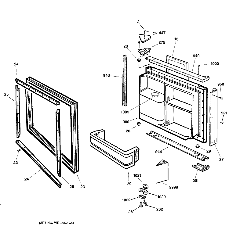 FREEZER DOOR Diagram and Parts List for TNX22BRCBLBB  General Electric Refrigerator