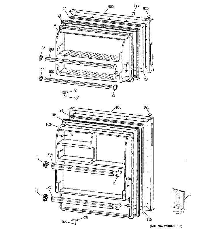 DOORS Diagram and Parts List for HTR18ABMFRWW  Hotpoint Refrigerator