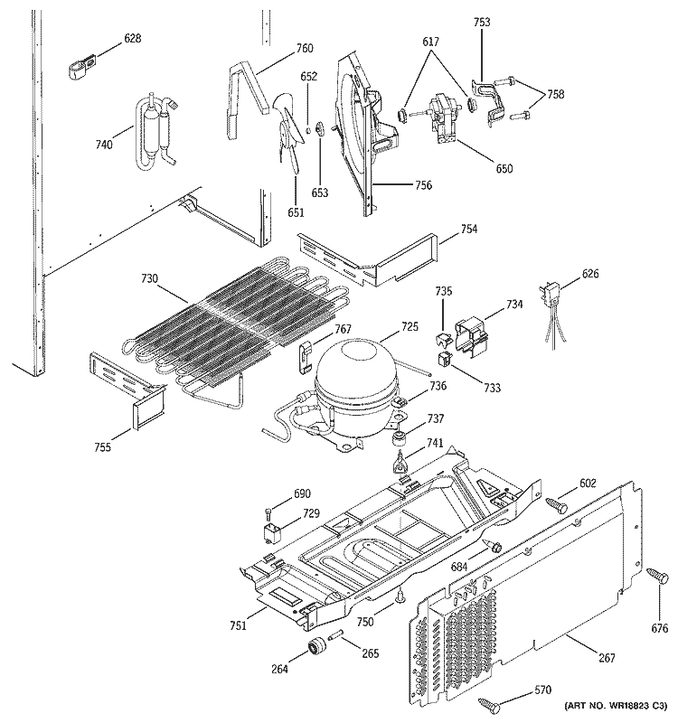 UNIT PARTS Diagram and Parts List for HTS18GCMDRCC  Hotpoint Refrigerator