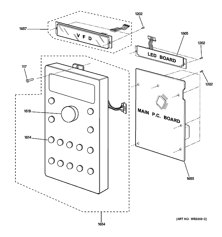 CONTROLLER PARTS Diagram and Parts List for SCA2000FWW01  General Electric Microwave