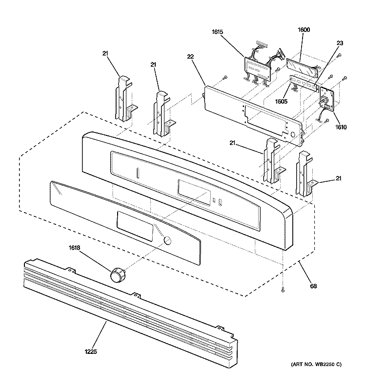 CONTROL PANEL Diagram and Parts List for SCB2001FSS02  General Electric Microwave Oven Combo