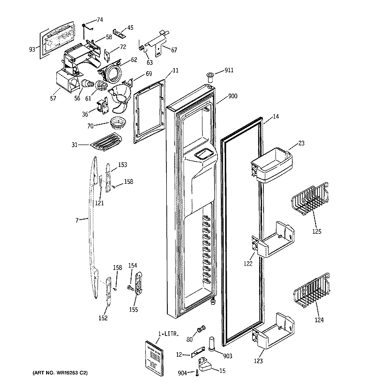 FREEZER DOOR Diagram and Parts List for PSS25SSNASS  General Electric Refrigerator