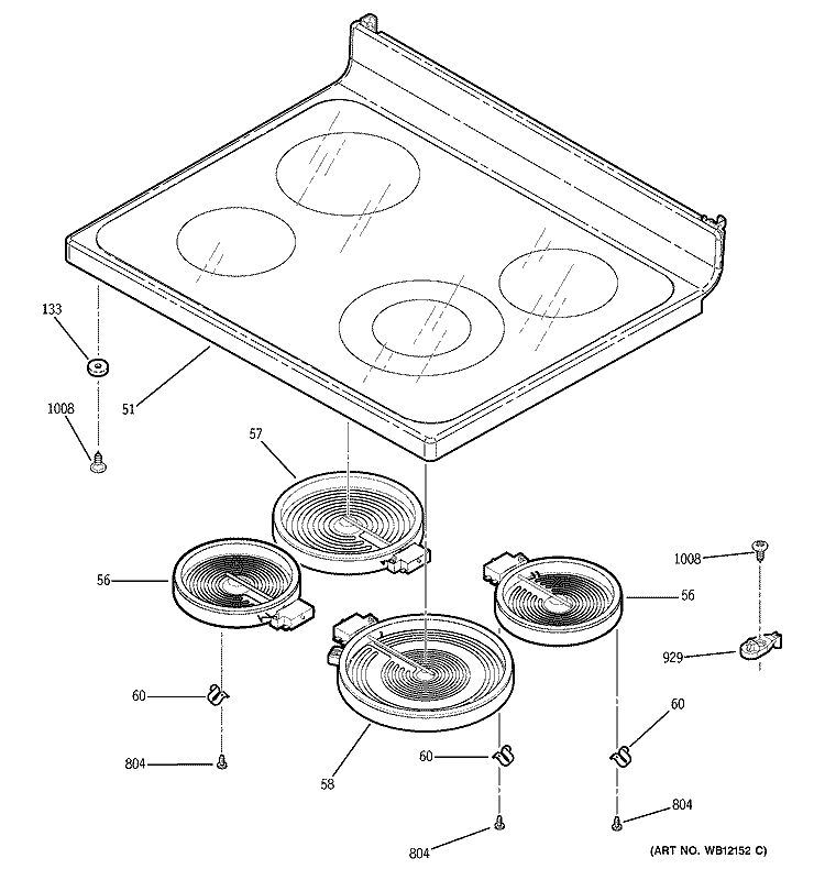 COOKTOP Diagram and Parts List for JB710CF1CC  General Electric Range