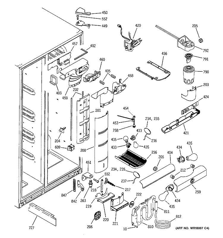 FRESH FOOD SECTION Diagram and Parts List for PSP25SGMFCBS  General Electric Refrigerator
