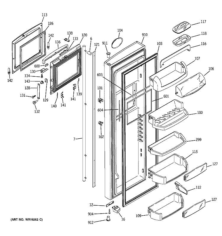 FRESH FOOD DOOR Diagram and Parts List for PSP29SHMFCBS  General Electric Refrigerator