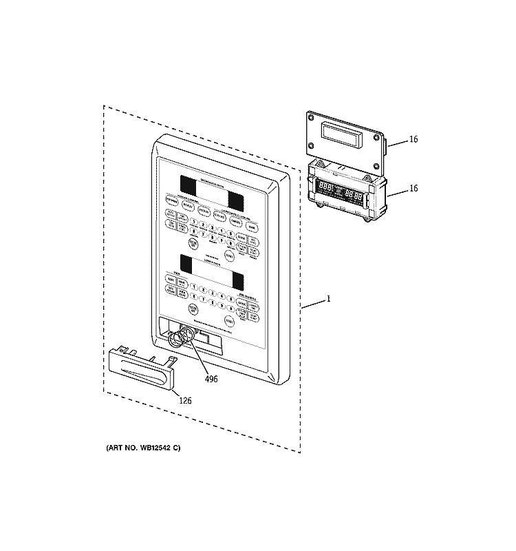 MICROWAVE CONTROL PANEL Diagram and Parts List for JT965WF1WW  General Electric Microwave Oven Combo