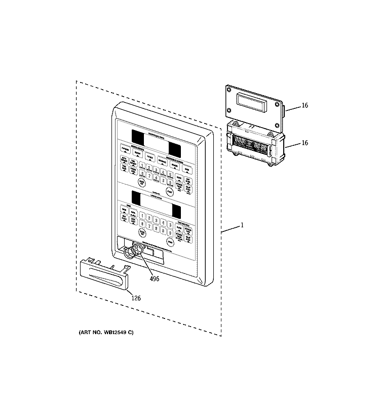 MICROWAVE CONTROL PANEL Diagram and Parts List for JTP86SF1SS  General Electric Microwave Oven Combo