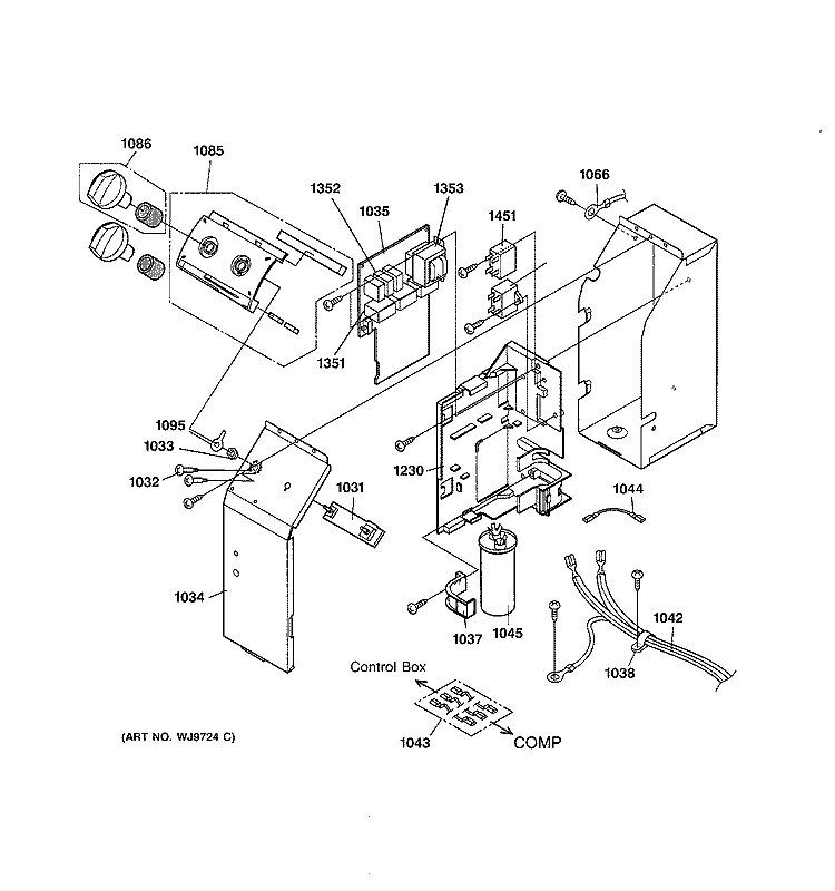 CONTROL PARTS Diagram and Parts List for AJHS08ASAM1  General Electric Air Conditioner
